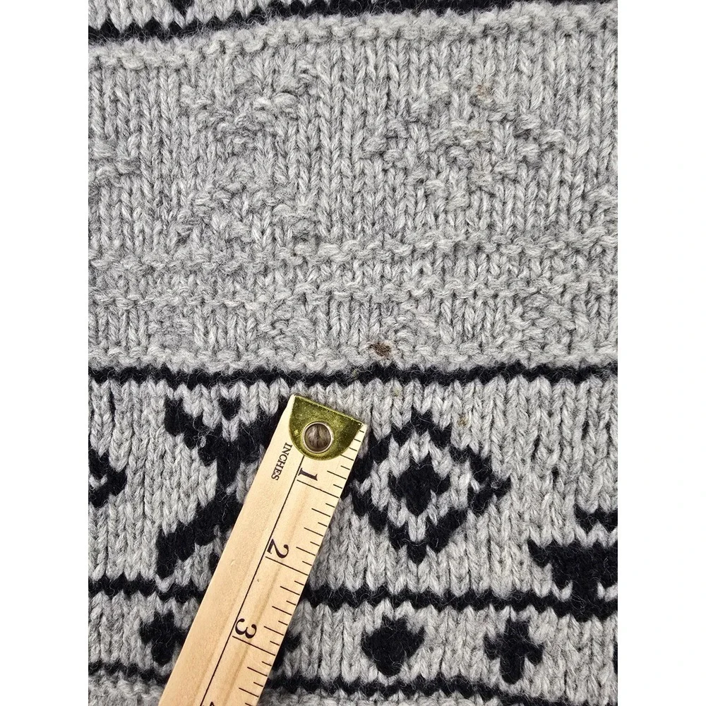 Vintage Gap Turtleneck Sweater‎ Mens L Gray 100% Wool Hand Knit Fair Isle *Read